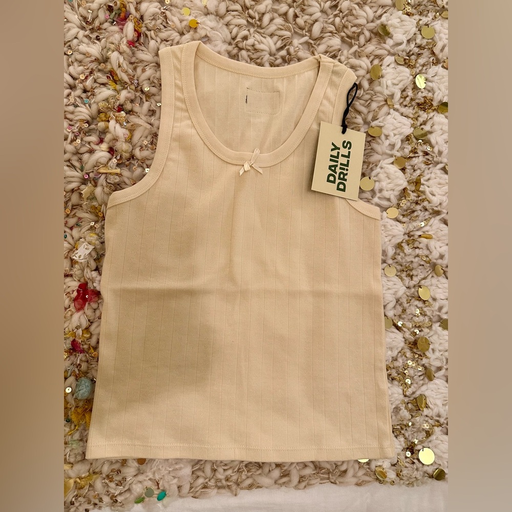 Daily Drills pointelle tank cream NWT